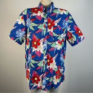 Vineyard Vines Blue Floral Murray Shirt Slim Fit Short Sleeve Men’s Large